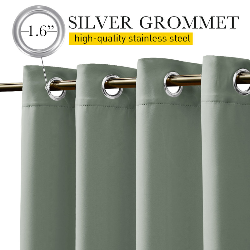 Windproof Blackout Outdoor Curtains for Patio, Waterproof Top Grommet & Back Tab Bottom Drapes Thermal Insulated Outdoor Window Panels with Bouns Rope for Fixed, 2 Panels