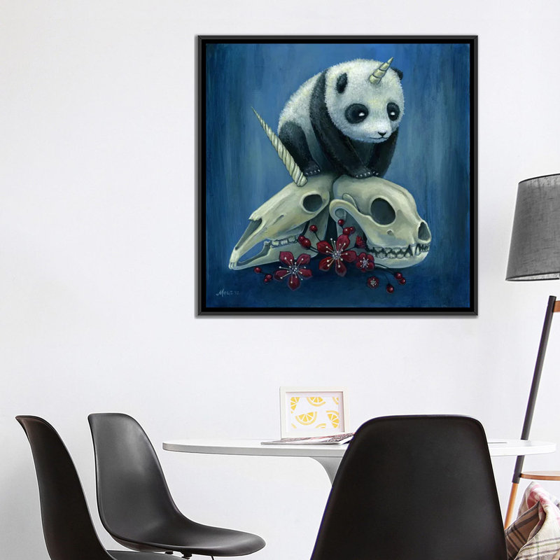 « the naissance of pandacorn », impression sur toile, H 26 po x l 26 po x P 1,5 po, Toile avec cadre noir, Blanc