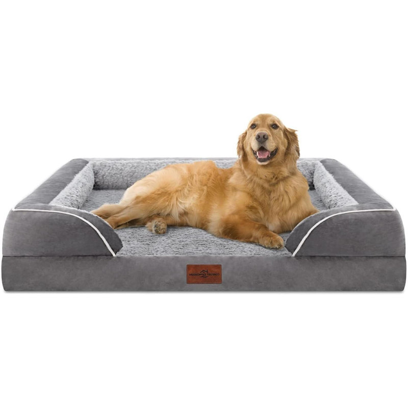 Deeanne Orthopedic Suede Pet Bed, Light Gray