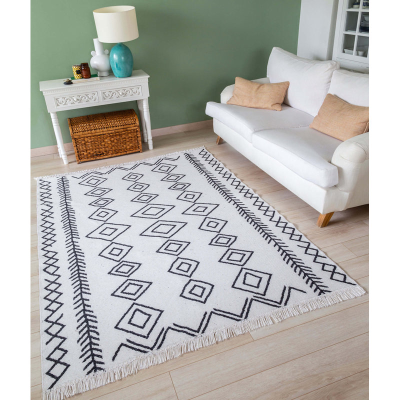 Portwood Cotton Argyle Indoor Rug, Rectangle 5'3" x 7'7"