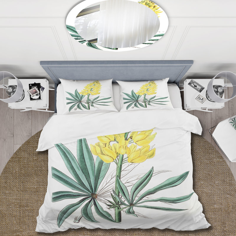 Vintage Yellow Flower I - ensemble de housse de couette traditionnel - microfibre de polyester