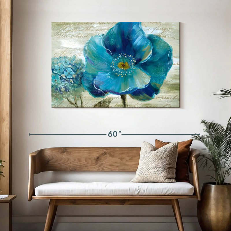 Harnek Blue Poppy Poem II, H 30 po x l 45 po