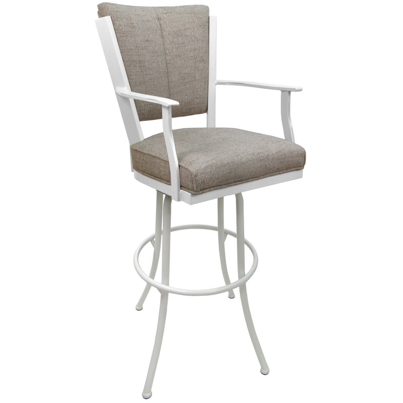 Très grand tabouret pivotant en métal Varges, Bois flottant Hemsath, Blanc