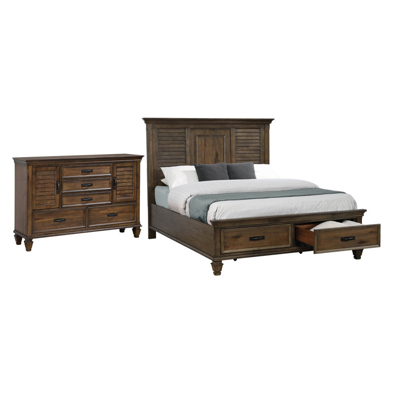 Ensemble de chambre avec très grand lit 2 pièces avec commode Staats, Brun, Grand