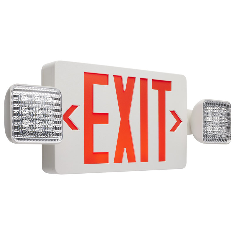 Combination Red Exit Sign/Emergency Light 90min Ni-Cad backup Single/Dual Face Remote Compatible, Red