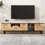 Meuble télé en bois avec 4 armoires et tablettes ouvertes