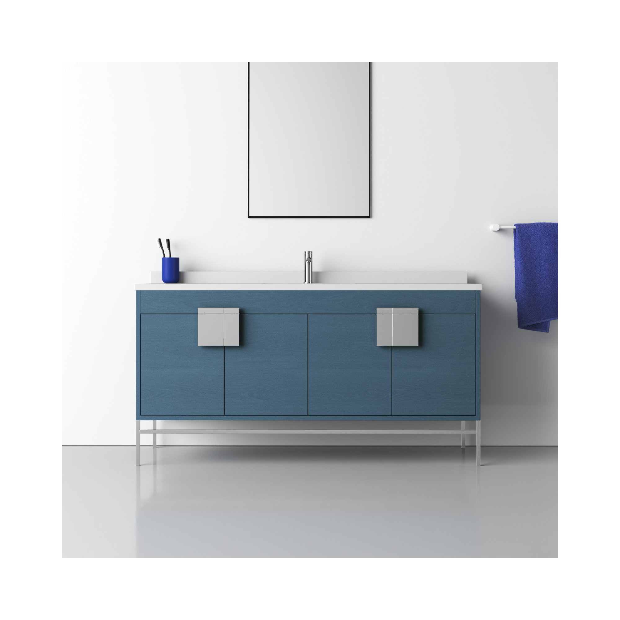 Maisie 60'' Single Bathroom Vanity, Polish Chrome, Blue