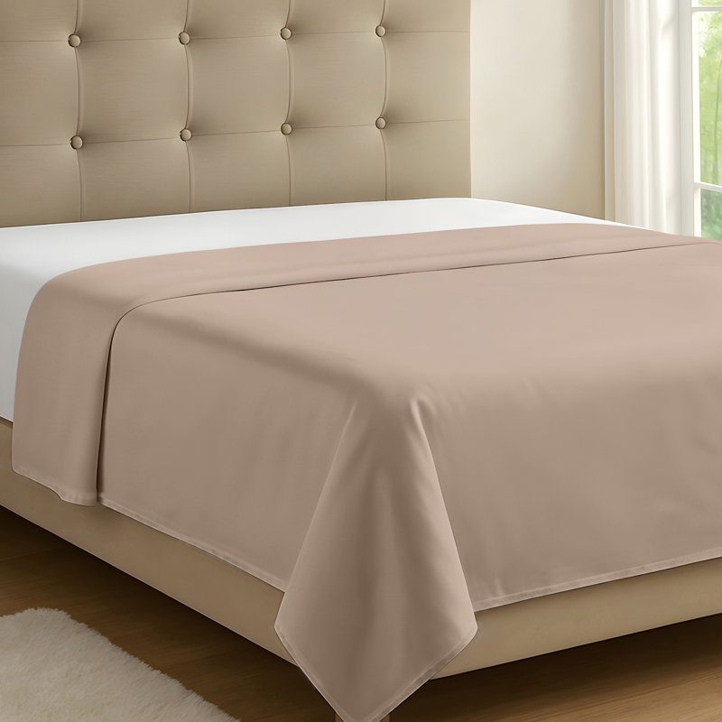 100% Organic Viscose From Bamboo Flat Sheet Only, 300 Thread Count, Extra Wide, Cooling & Breathable, Double Stitching, Bedding Sheet - Gift-Ready Packaging (Iced Latte)