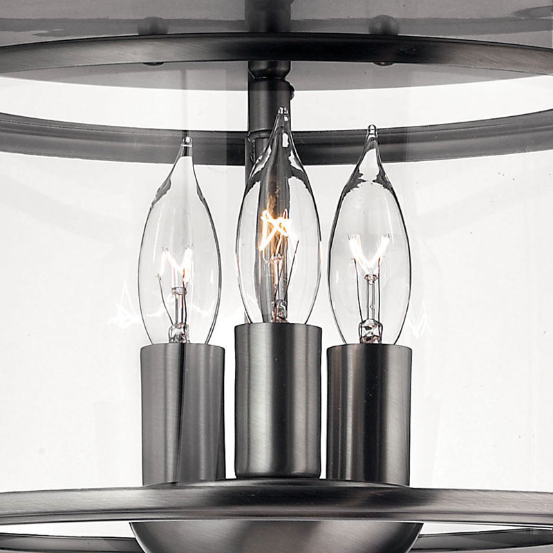Plafonnier encastré 3 lumières 11,5 po, Nickel poli