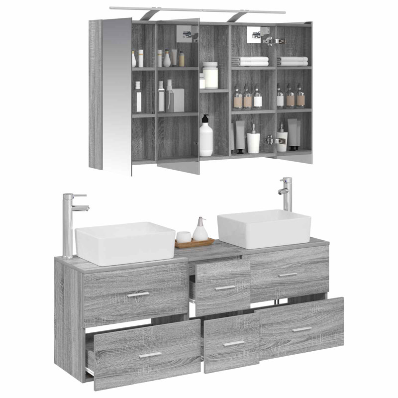 Vanity & Mirror Set, Grey