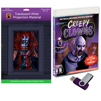  USB Screen Kit - Atmosfx Creepy Clowns on USB with 48 in. x 72 in. Screen