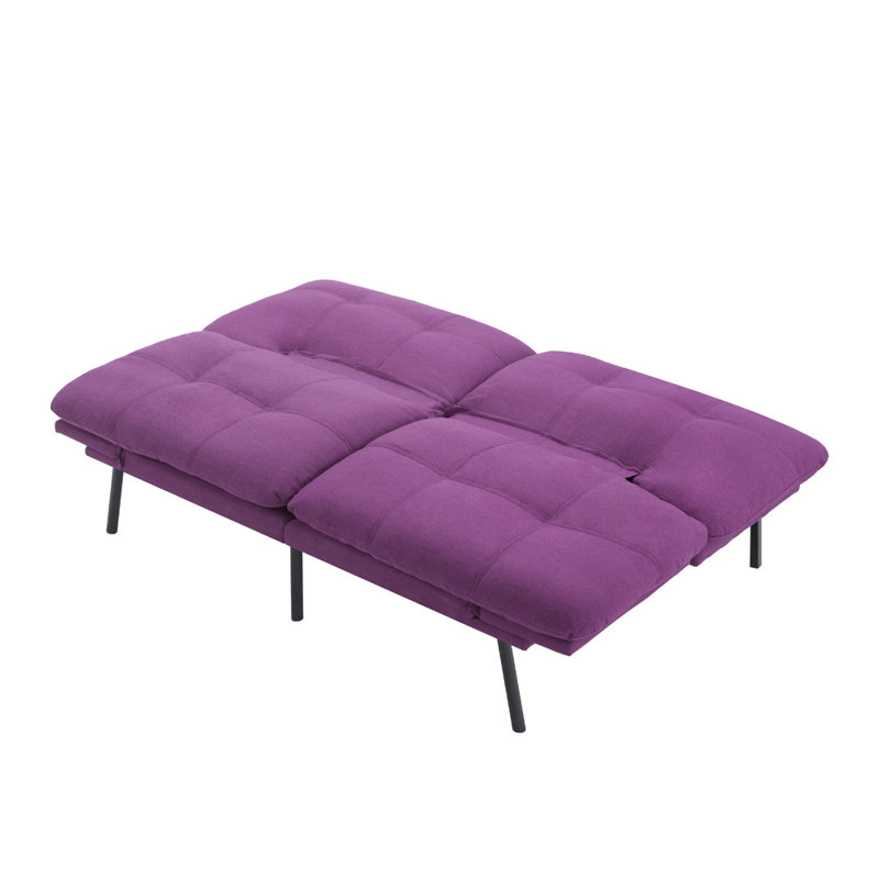 Canapé-lit futon convertible avec pieds en métal, Mauve