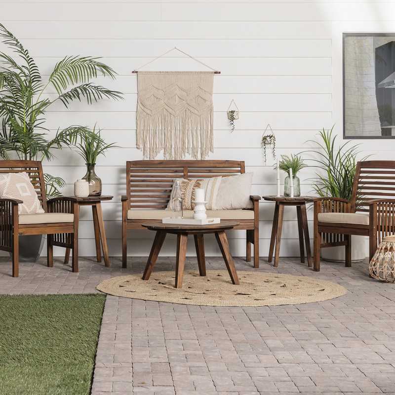 Acacia 4 - Person Patio Conversation Set with Cushions, Dark Brown