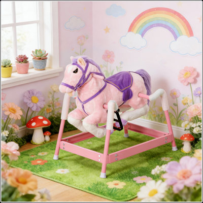 Soft Rocking Horse Toy with Interactive Neighing Sounds, Perfect for Kids' Imaginative Play and Development