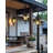21" Outdoor Pendant Lights Hanging Lantern Light With Matte Black Finish Striped Glass