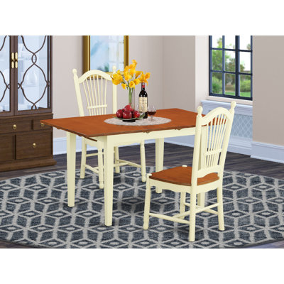 L'ensemble de table de salle à manger 3 pièces contient une table de cuisine rectangulaire avec rallonge papillon et 2 chaises de salle à manger, babeurre et cerise