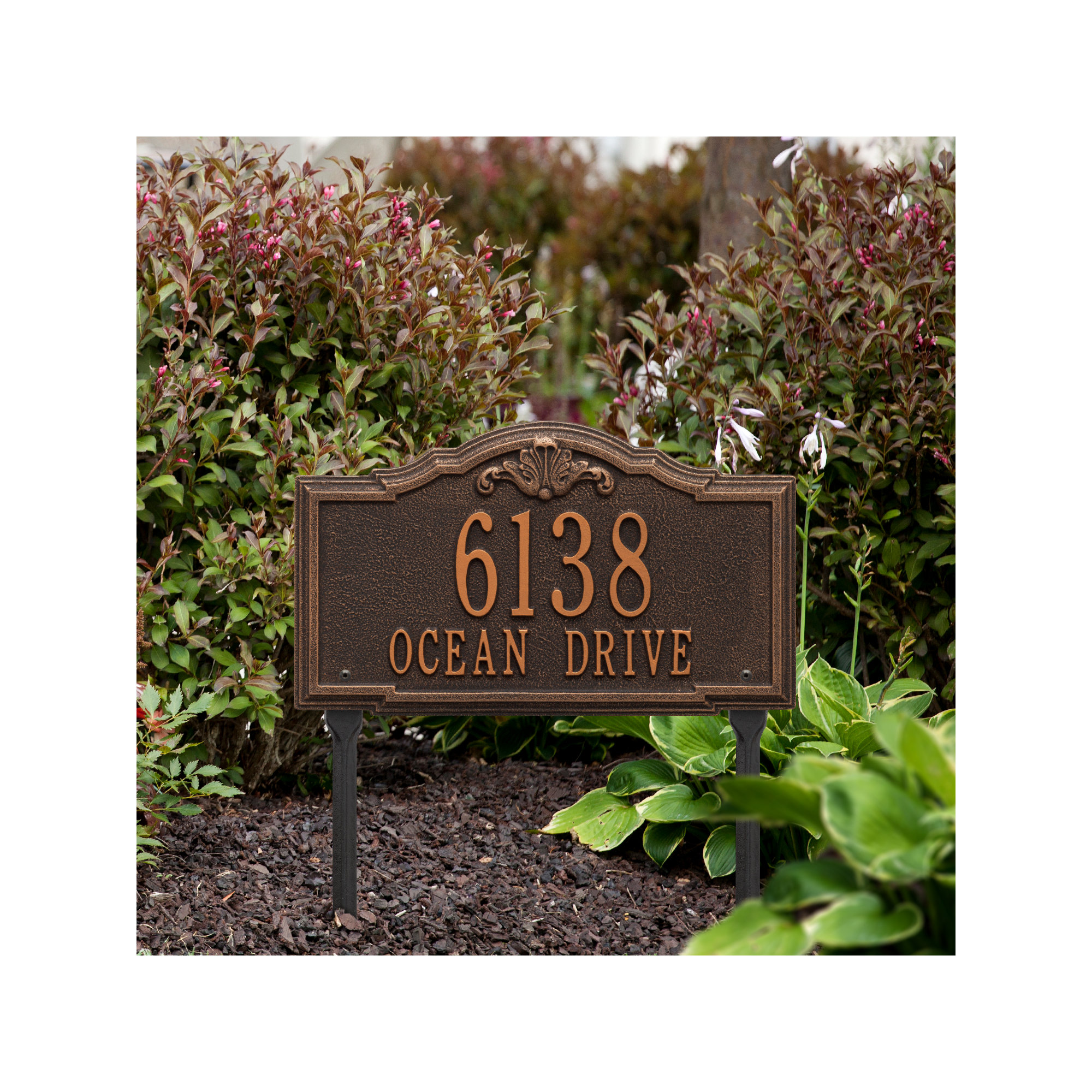 Gatewood Personalized Standard 2-Line Lawn Address Sign, Oil Rubbed Bronze, Yes