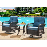 Kaycey 3 Piece Outdoor Rattan Swivel and Glider Seating Group with Cushions