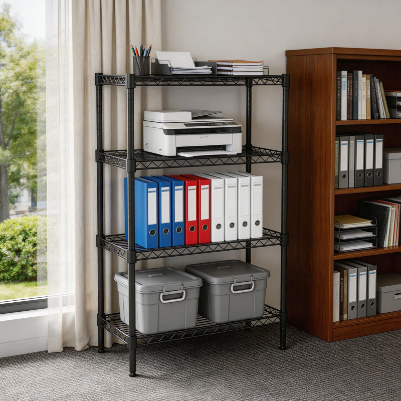 4 tablettes en métal pour la cuisine, le garage et le garde-manger - Support vertical, surface de lavage lisse, rangement efficace