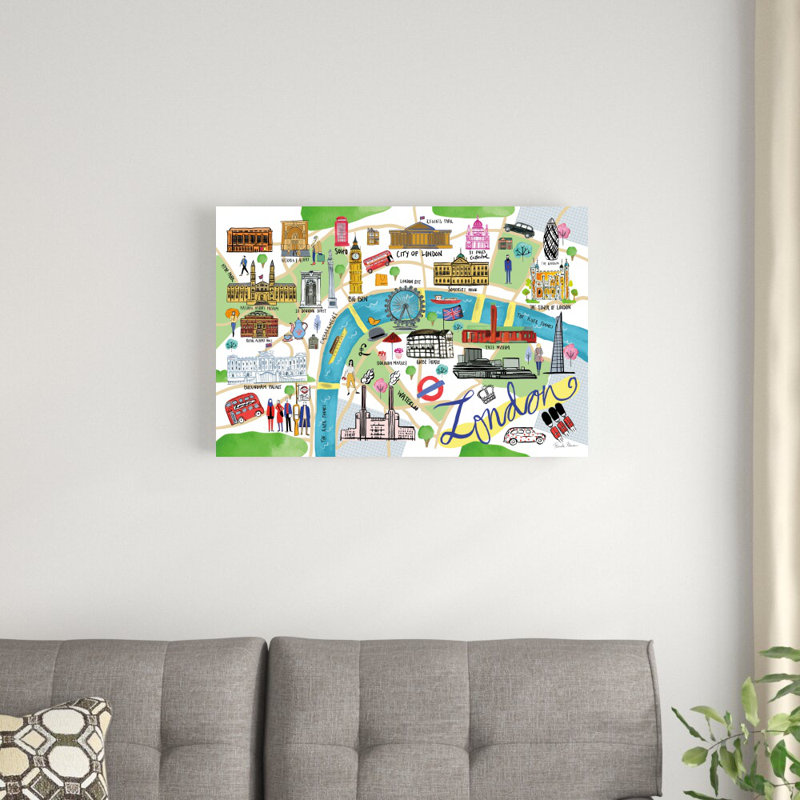 " London Map " by Farida Zaman, 20" H x 30" W
