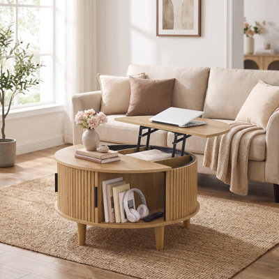 Mid-Century Modern Round Lift-Top Coffee Table