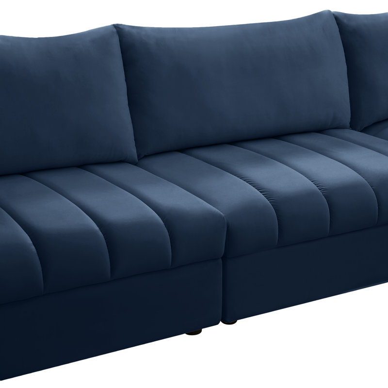 Hallelujah Velvet L-Shaped Sectional Reversible, Navy Velvet