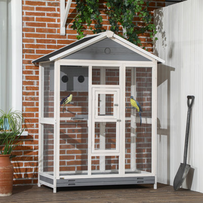 Demareo 64.6'' Wood Floor Bird Cage with Stand