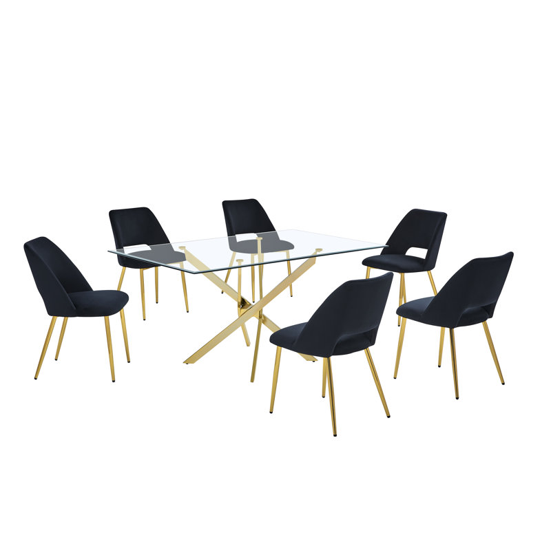Arieyana 6 - Person Trestle Dining Set, Black
