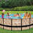 Funsicle 16' x 48" Oasis Designer Round Frame Outdoor Swim Pool, Oak Herringbone