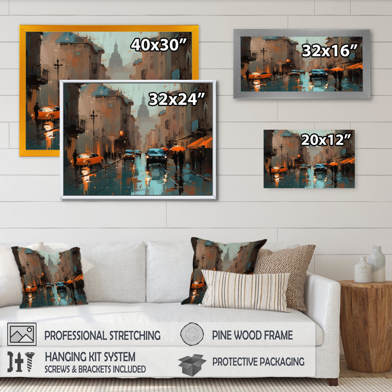 «Roselane Blue and Orange Capturant The Beauty Of A Rainy Day II», reproduction sur toile, H 24 po x l 32 po x P 1 po