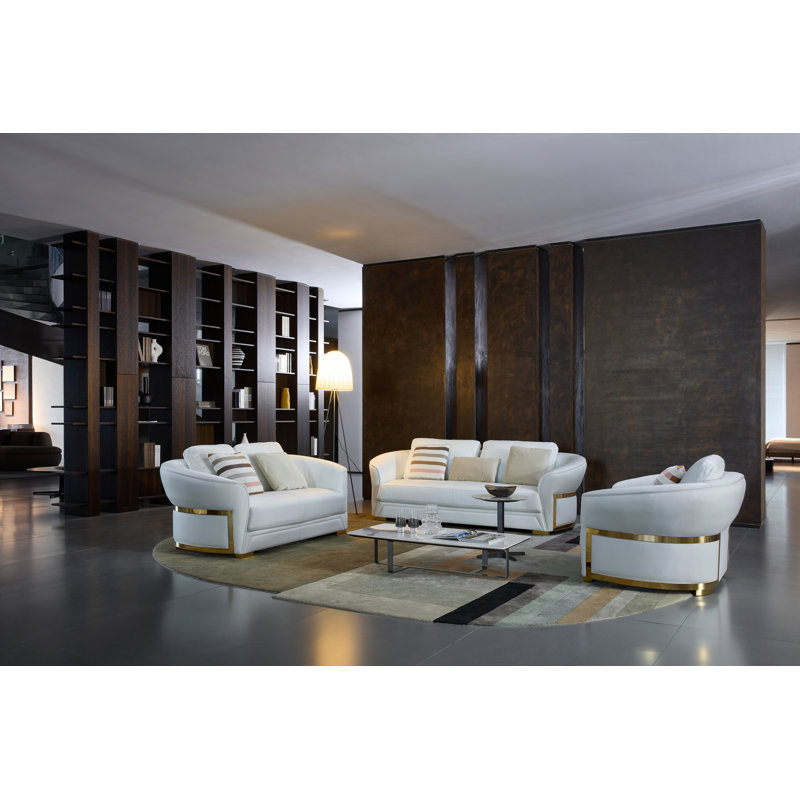 Sofa, White Genuine Leather