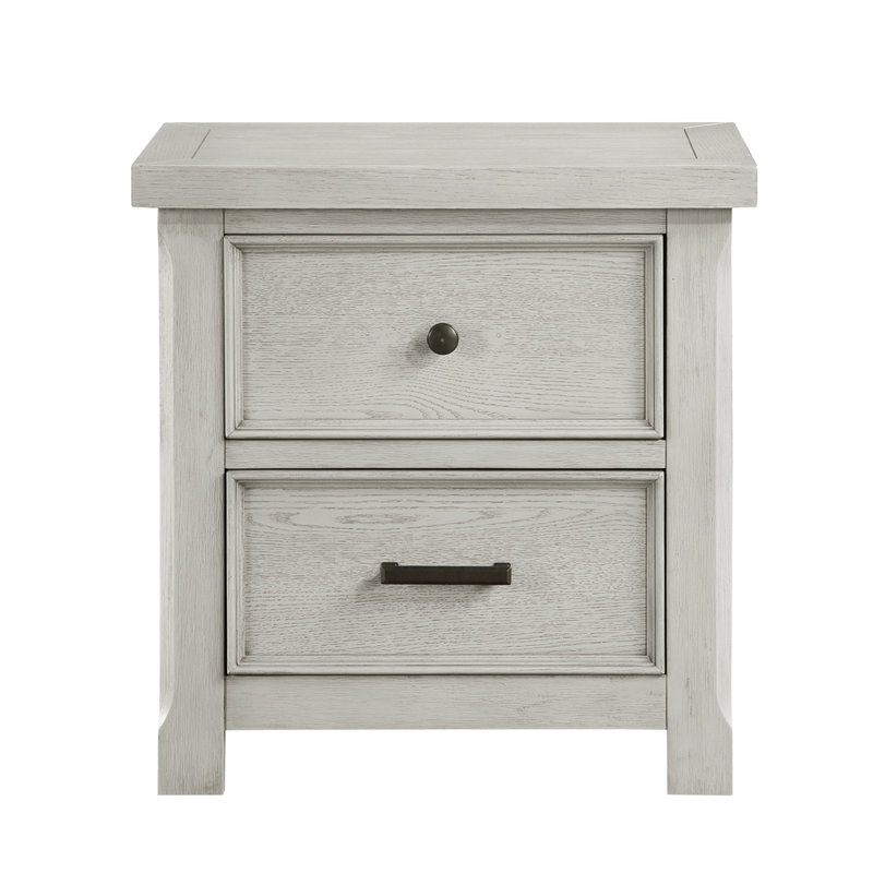 Table de chevet classique en bois gris clair avec 2 tiroirs et meubles de chambre à coucher 1 pièce