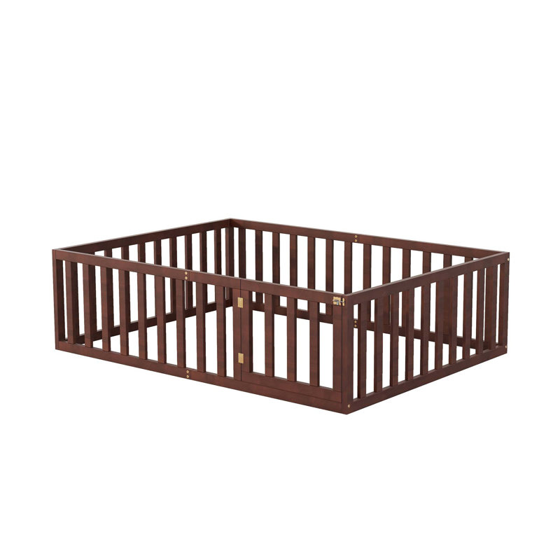 Wood Daybed Frame With Fence, Espresso, Full/Double