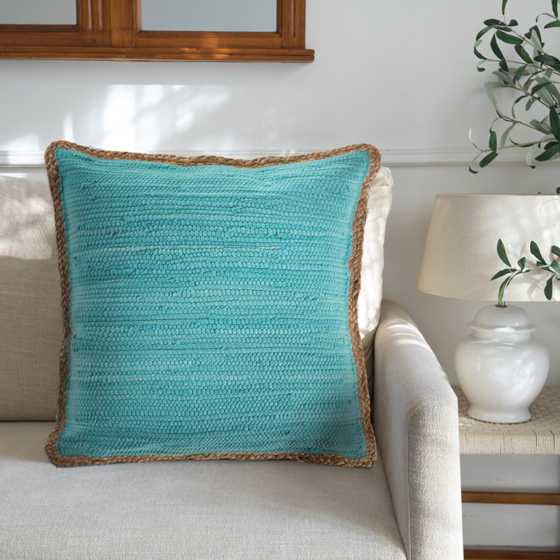 Housse et insert de coussin carré Ingrassellino, Bleu sarcelle, Housse de coussin seulement - sans insert