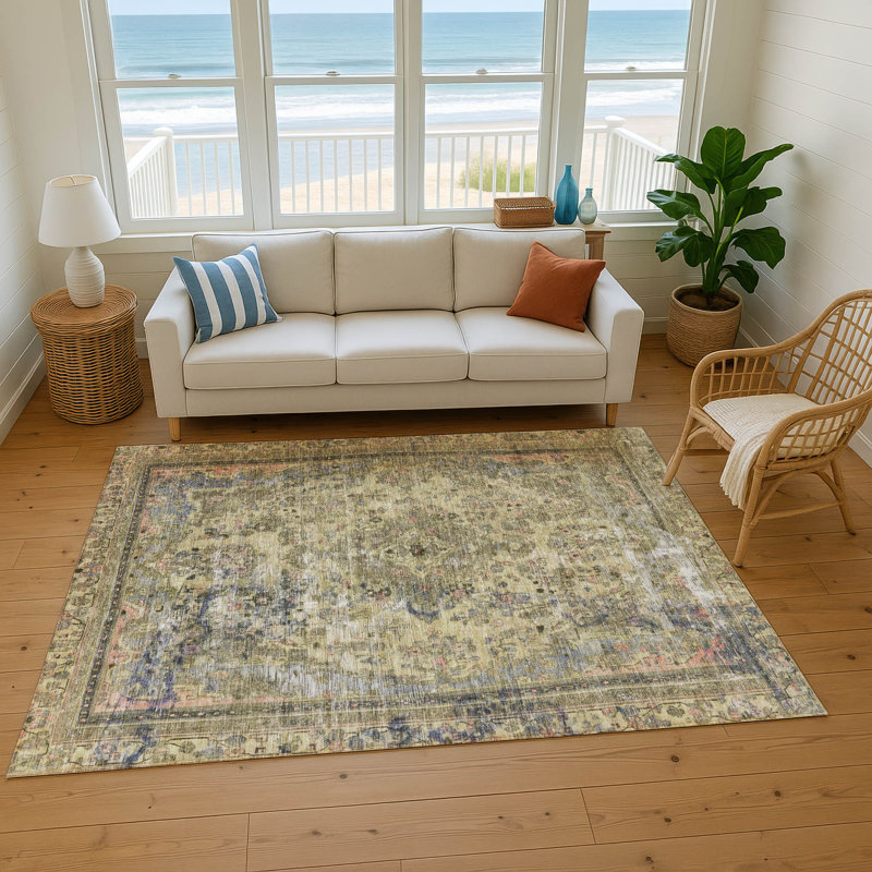 Premium Machine Washable Lampkins AMF1646 Global Rug, Rectangle 5' x 7'6"