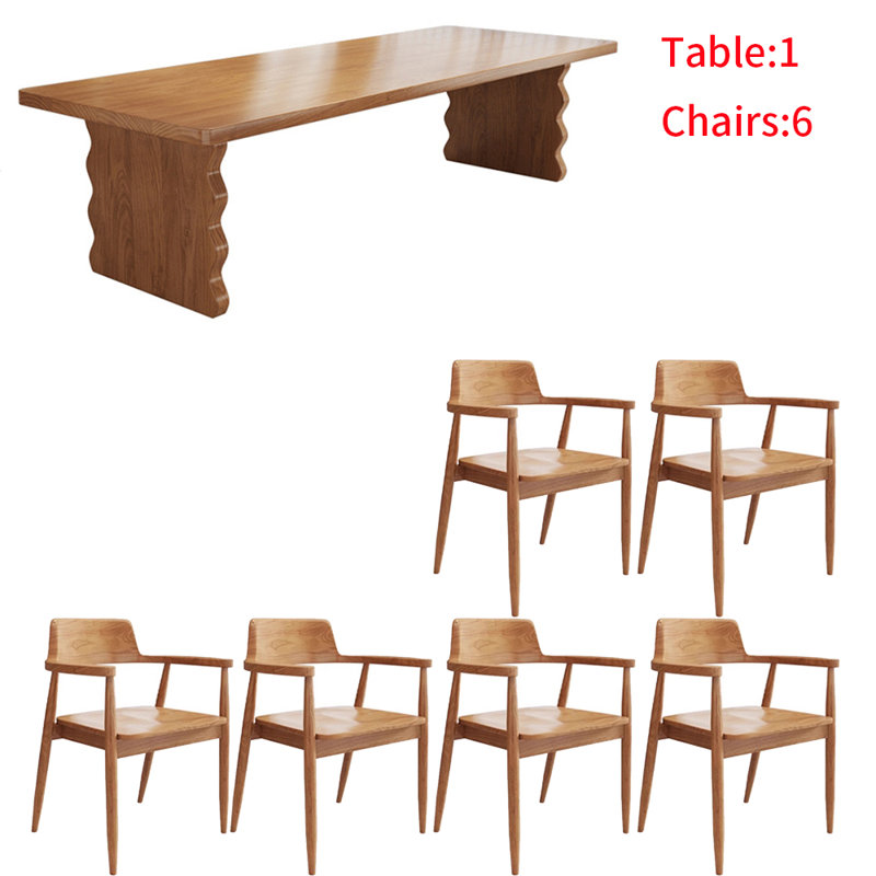 Nordic style solid wood rectangular table set.