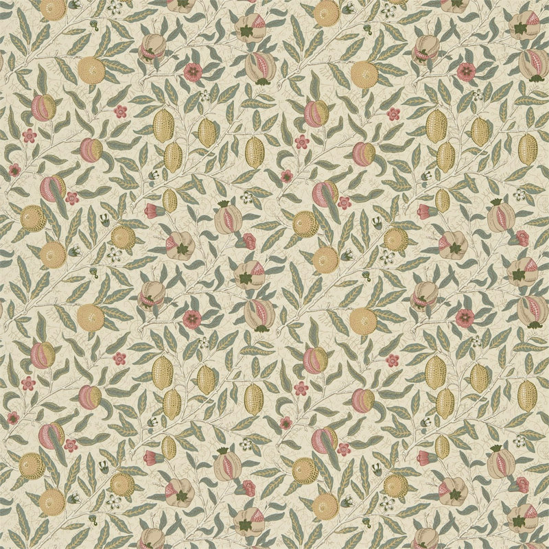 Fruit Fabric, Ivory/Teal