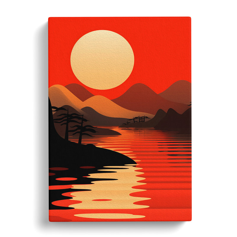 Japanese Sunset Constructivism No.2 - Wrapped Canvas, 60cm H x 40cm W x 3cm D
