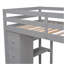 Lit mezzanine simple avec tiroirs de rangement, bureau et escalier, lit mezzanine en bois avec tablettes - gris