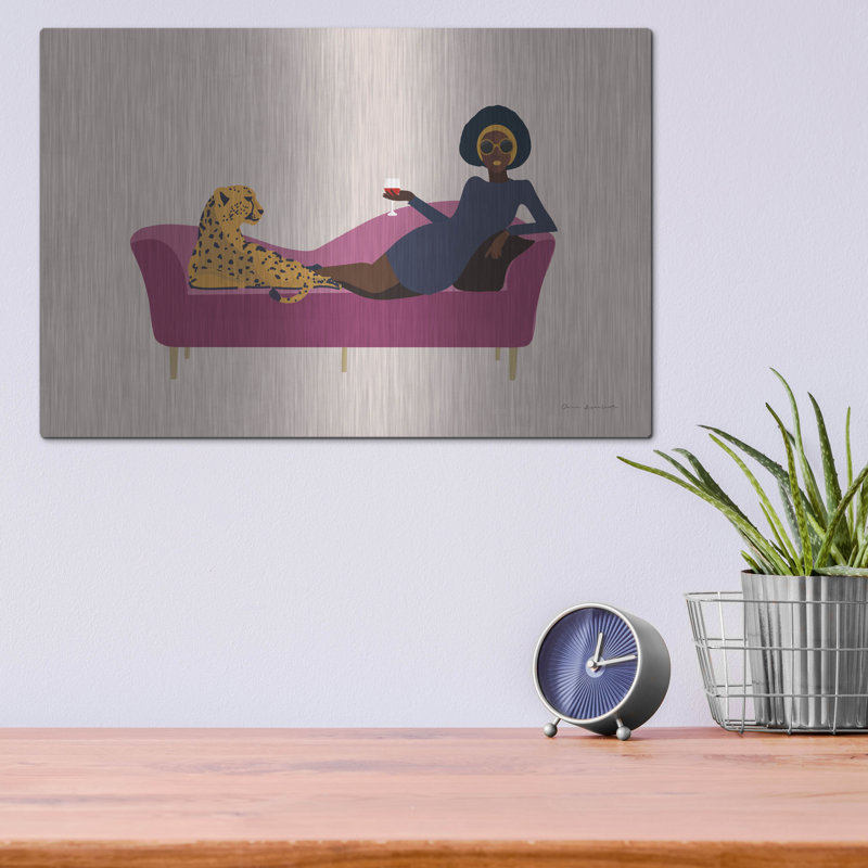 «Wild Lounge I Pink Couch» par Omar Escalante, art mural en métal, H 12 po x l 16 po
