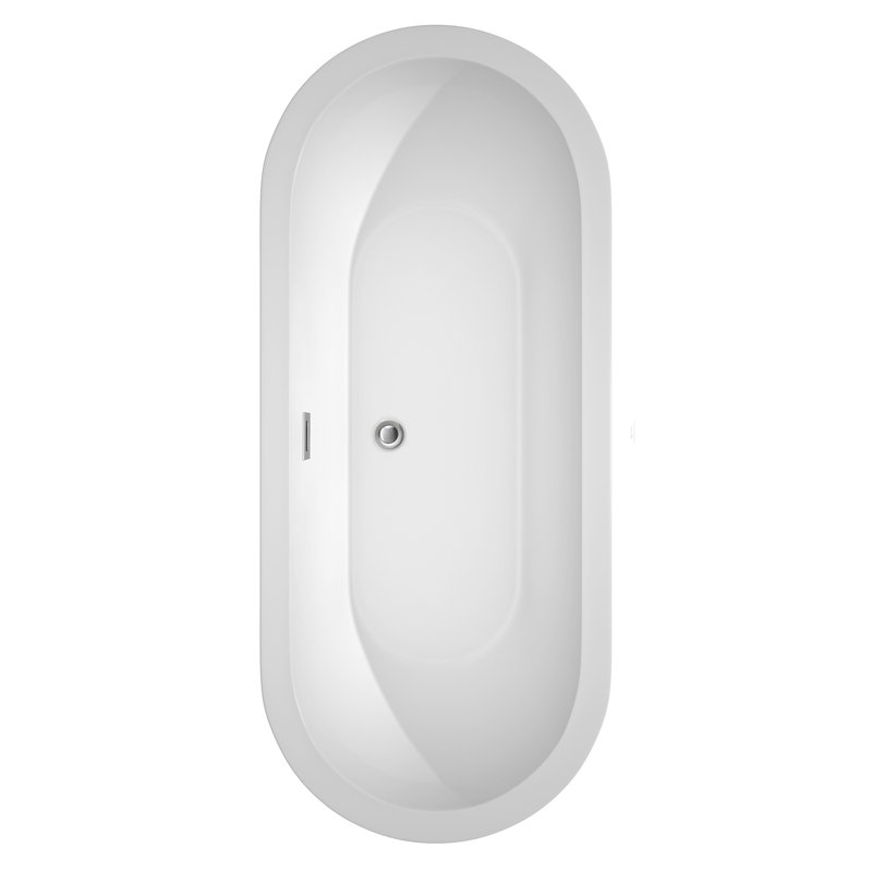 White Acrylic Freestanding Soaking Tub with Polished Chrome Trim