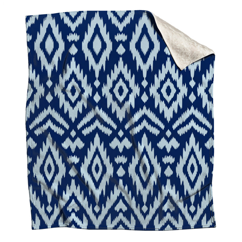 Blue Ikat Diamond Pattern Blankets, 50in W x 60in H