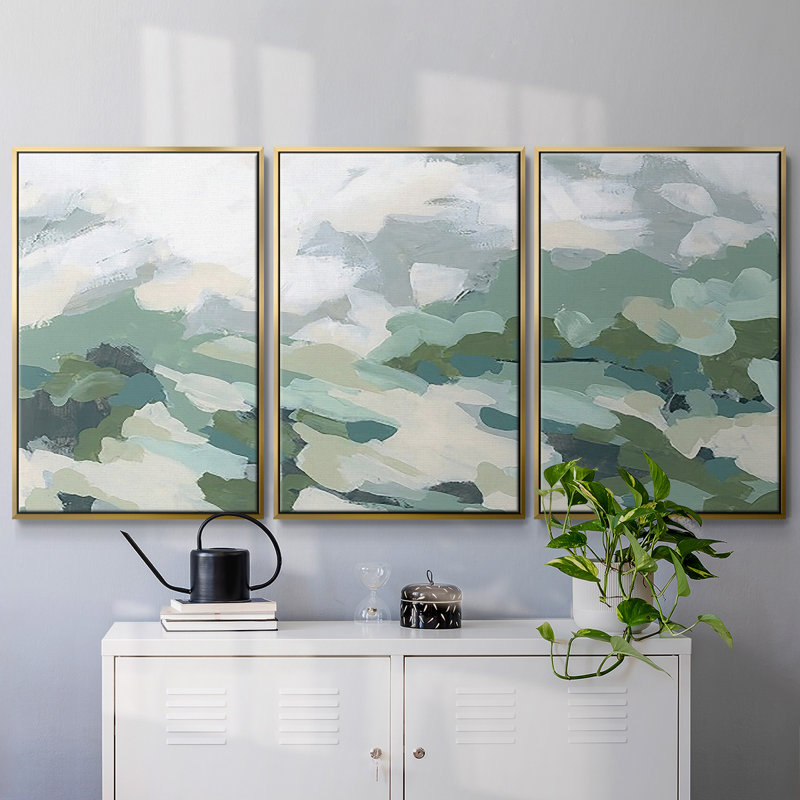 Verdant Hillside I - Toile encadrée à pièces multiples, H 24 po x l 48 po x P 2 po, Or