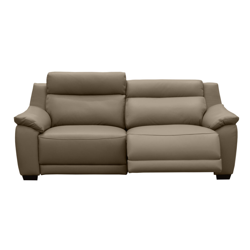 Latrale 213Cm Genuine Leather Pillow Top Arm Reclining Commercial Use Sofa, Taupe
