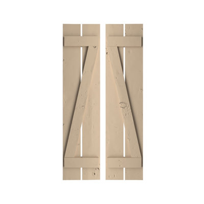 Rustic Two Board Spaced Board-n-Batten Faux Wood Shutters w/Z-Board (Per Pair)