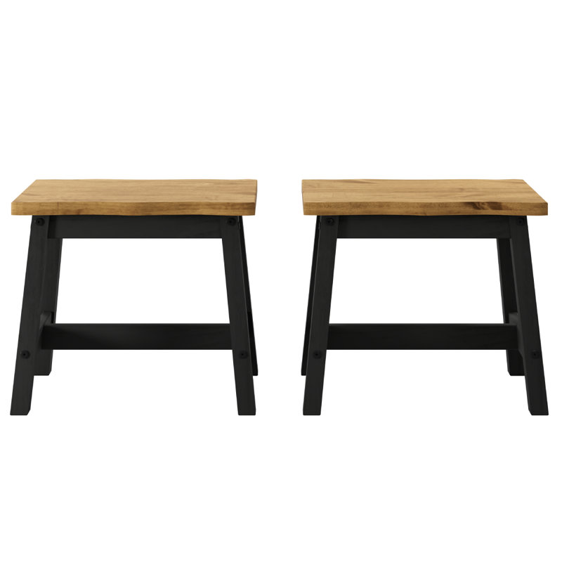 Ensemble de 2 tabourets de cuisine en bois Doncella | Latitude Run®, Black