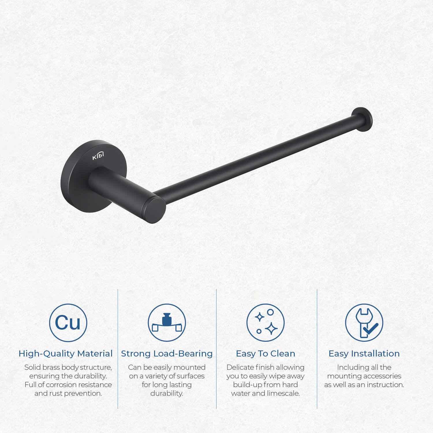 Circular 10" Wall Mounted Towel Bar, Matte Black