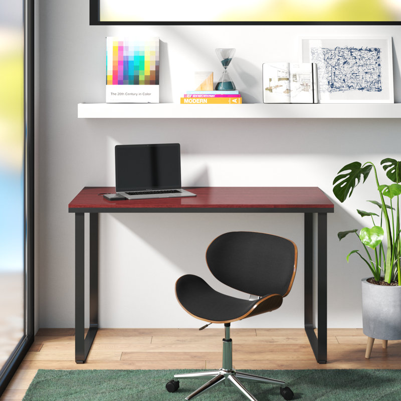 Sled Base Desk, Cherry and Black