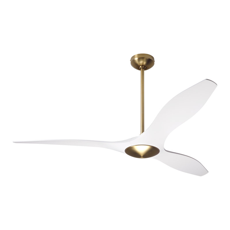 IC Brisa 56'' Ceiling Fan, Wall/Remote Combo Controls, Satin Brass/Matte White