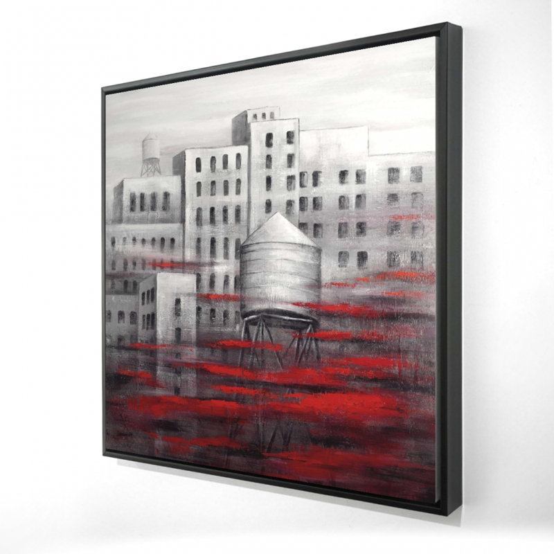 " Gray City With Red Clouds "